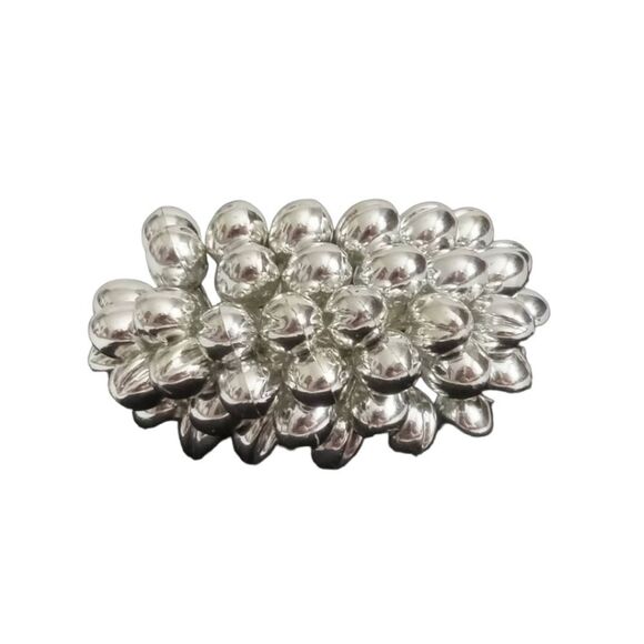 New Rave Silver Toned Shiny Plastic Beaded Cluster Hair Clip Accessory GUC - Picture 1 of 7